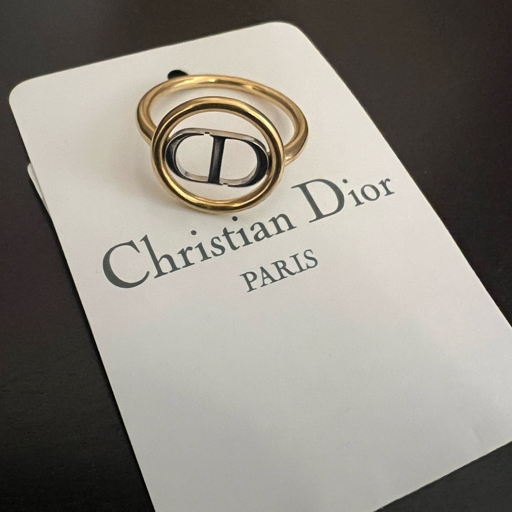 Dior Gold and Silver Dior Logo Ring